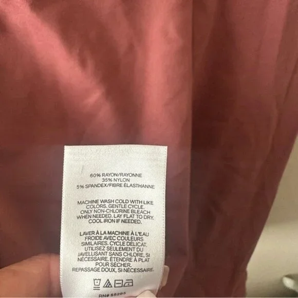 Express V-Neck Ruffle Hem Fit And Flare Dress Dusty Pink Size Small - Picture 8 of 9